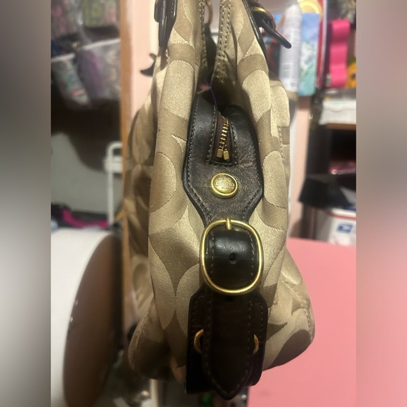 Coach Hobo Signature Carryall Purse Handbag Brown Large Zip C Logo F1082-15757 - Picture 7 of 12